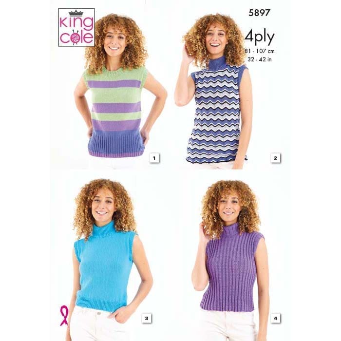 king-cole-patterns-5897-strickanleitung-tank-top-cotton-socks-4ply image 1