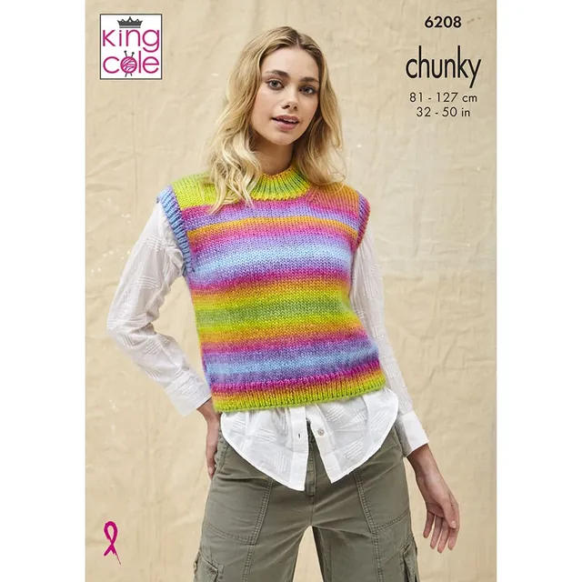 king-cole-patterns-6208-strickanleitung-slipover-weste-riot-chunky image 1