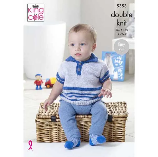 king-cole-5353-pullover-polo-weste-strickanleitung-comfort-dk image 1