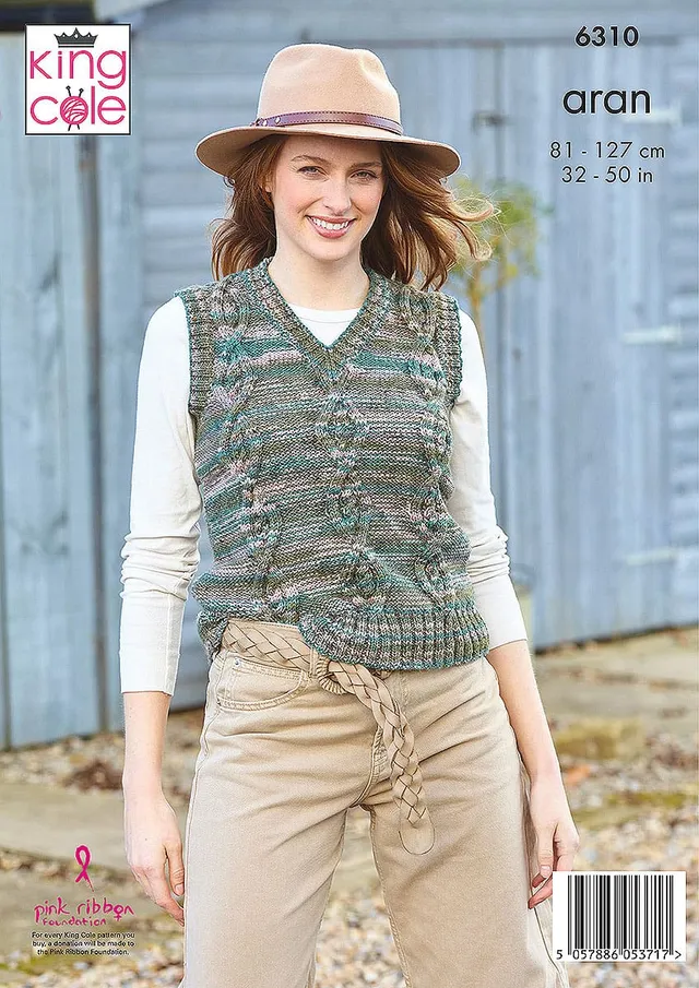 king-cole-6310-weste-cardigan-strickanleitung-homespun-aran image 1