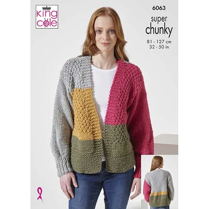 king-cole-6063-strickanleitung-cardigan-pullover-chunky image 1