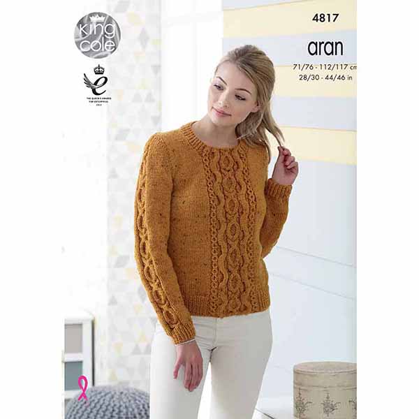 king-cole-patterns-4817-strickanleitung-pullover-aran image 1