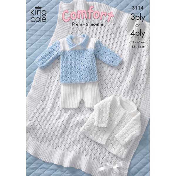king-cole-patterns-3114-strickanleitung-jacke-pullover-shorts-4ply image 1