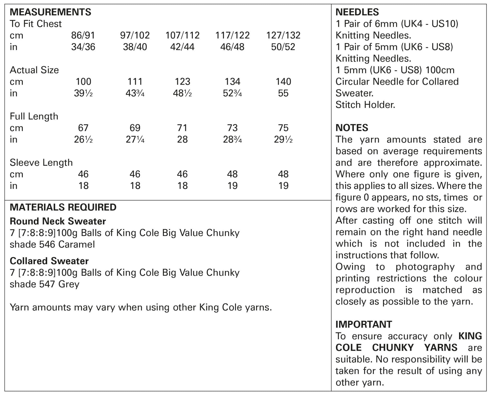king-cole-patterns-5819-strickanleitung-pullover-big-value-chunky image 2