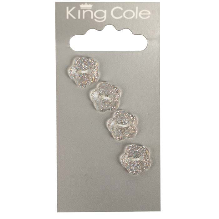 king-cole-haberdashery-flower-buttons-kn-pfe-glitzer-klein image 1