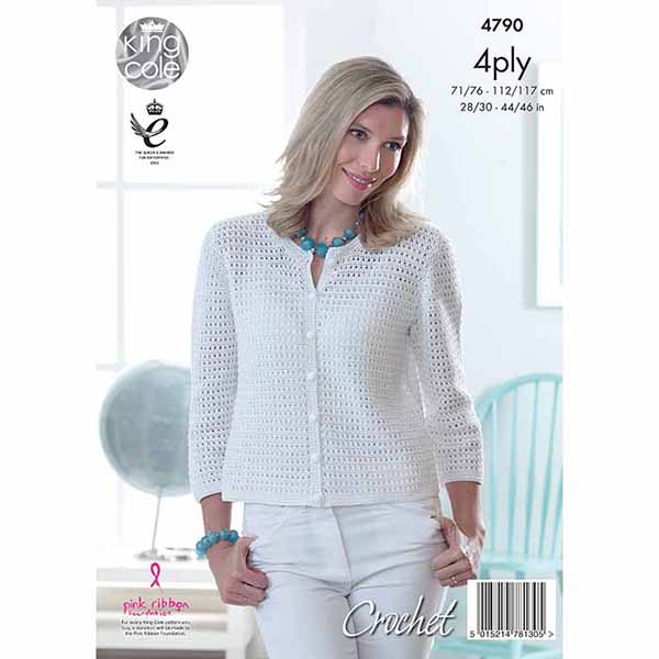 king-cole-patterns-4790-h-kelanleitung-cardigan-giza-cotton-4ply image 2