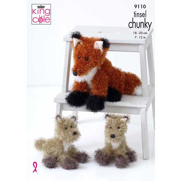 king-cole-9110-strickanleitung-fuchs-kuscheltier-tinsel-chunky image 1