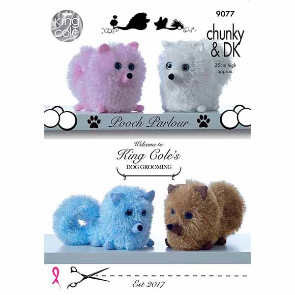 king-cole-9077-zwergspitz-strickanleitung-tinsel-chunky-hund image 1