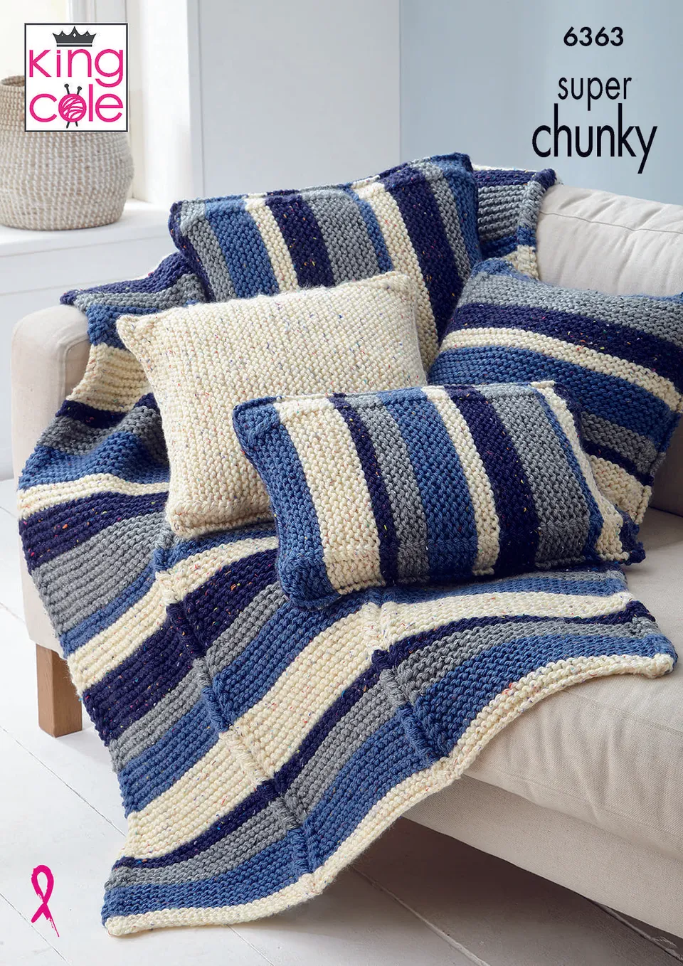 king-cole-6363-strickanleitung-decke-kissen-super-chunky image 1