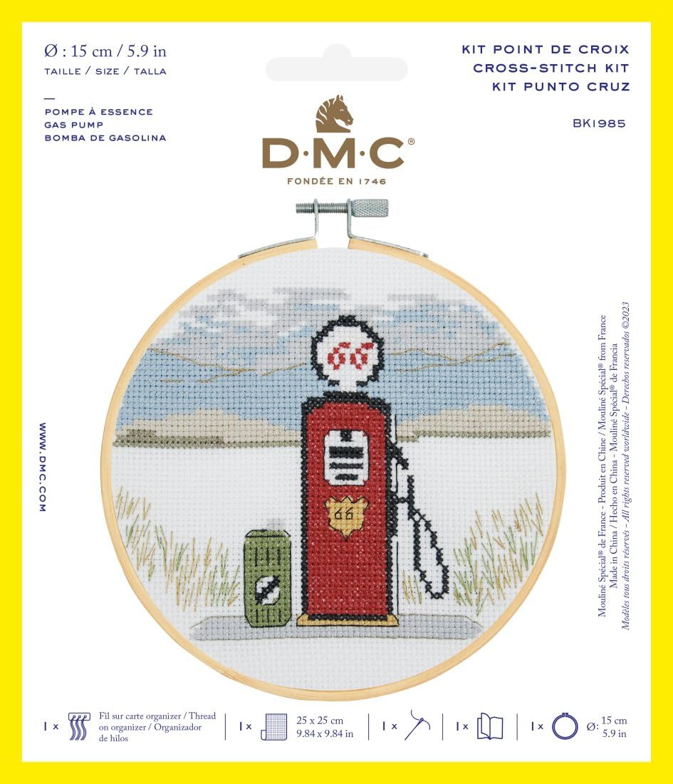 dmc-tankstelle-kreuzstichset-aida-14ct-anf-nger-mit-rahmen image 1