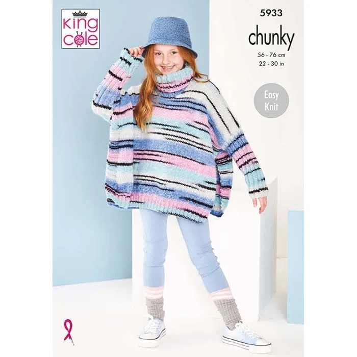 king-cole-patterns-5933-strickanleitung-ponchos-safari-chunky image 1