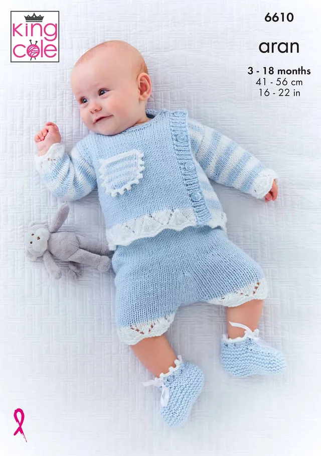 king-cole-patterns-6610-strickanleitung-cherished-aran-babyset image 1