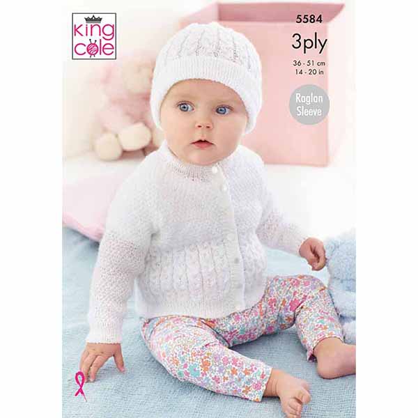king-cole-patterns-5584-cardigan-m-tze-strickanleitung-baby-3ply image 1