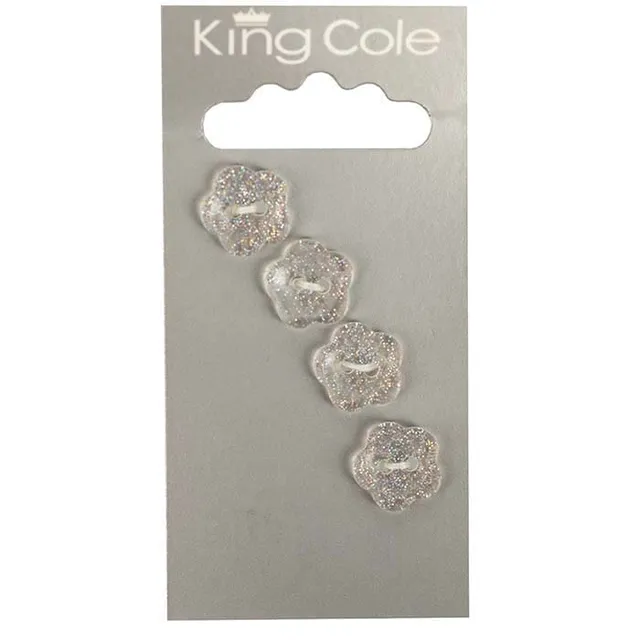 king-cole-haberdashery-flower-buttons-kn-pfe-glitzer-klein image 1