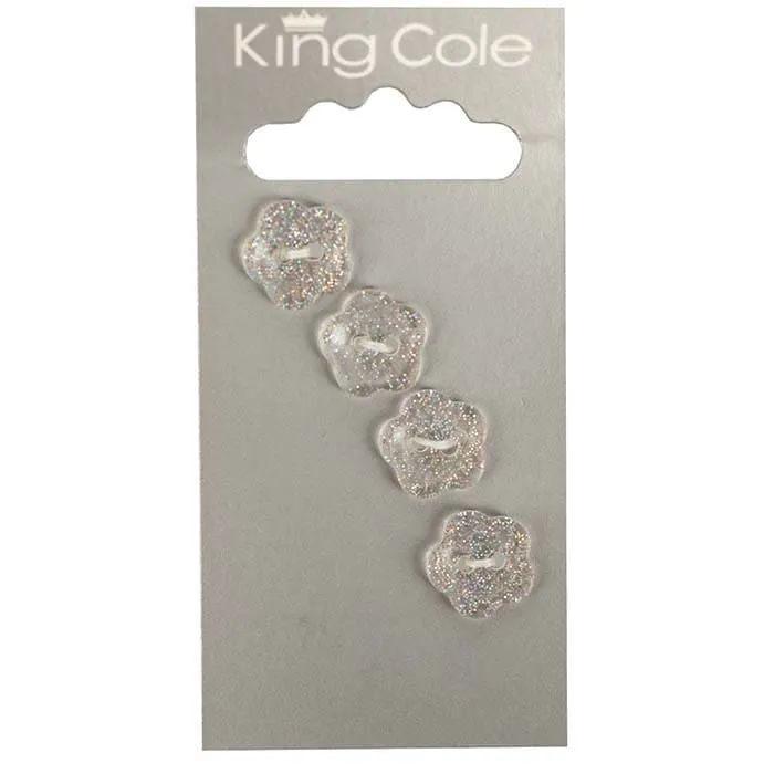 king-cole-haberdashery-flower-buttons-kn-pfe-glitzer-klein image 1