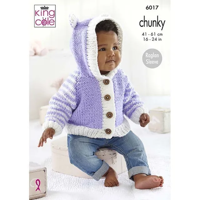 king-cole-6017-jacken-decke-strickanleitung-baby-chunky-kapuze image 1