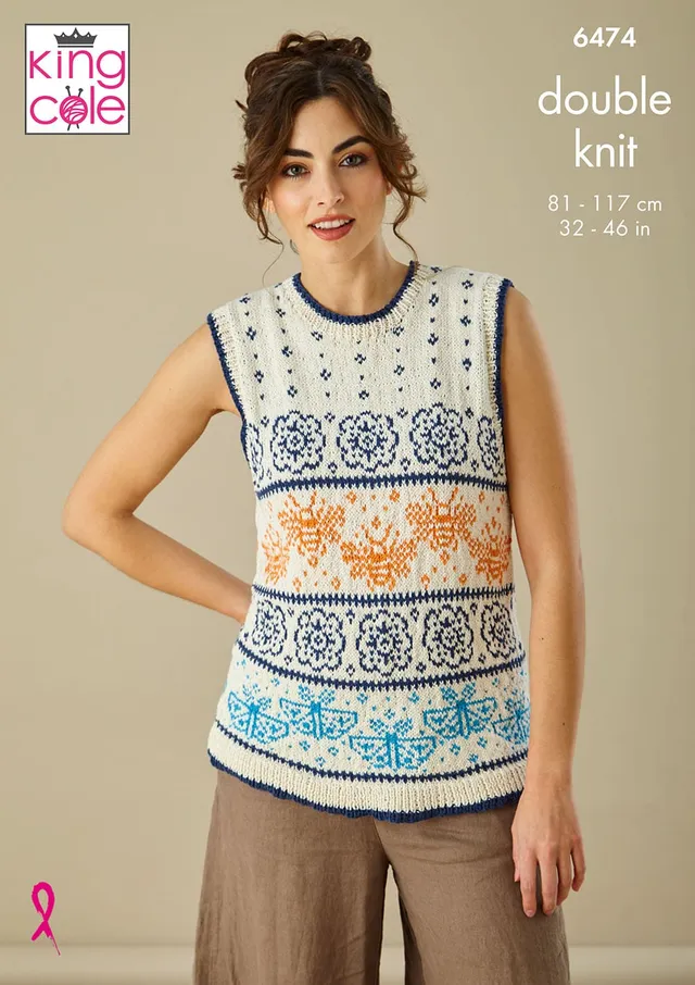 king-cole-6474-strickanleitung-top-weste-finesse-cotton-silk image 1