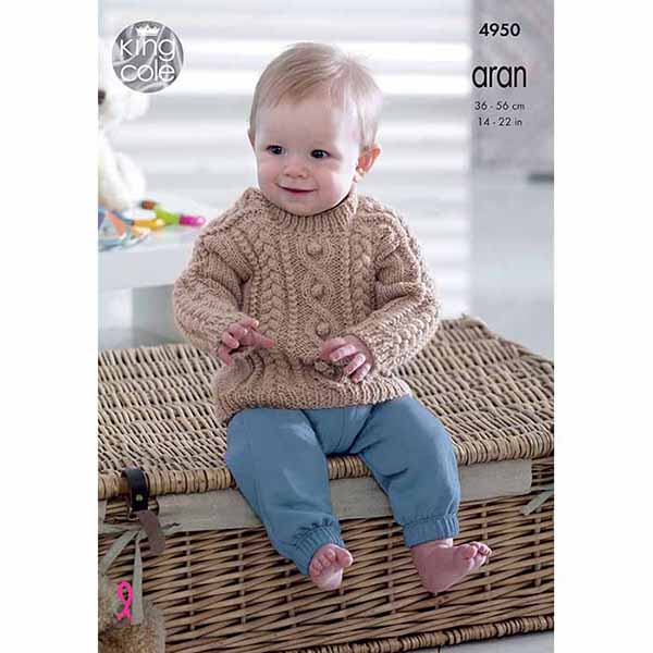 king-cole-patterns-4950-strickanleitung-pullover-aran image 1
