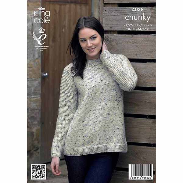 king-cole-patterns-4038-strickanleitung-cardigan-pullover-chunky-tweed image 2