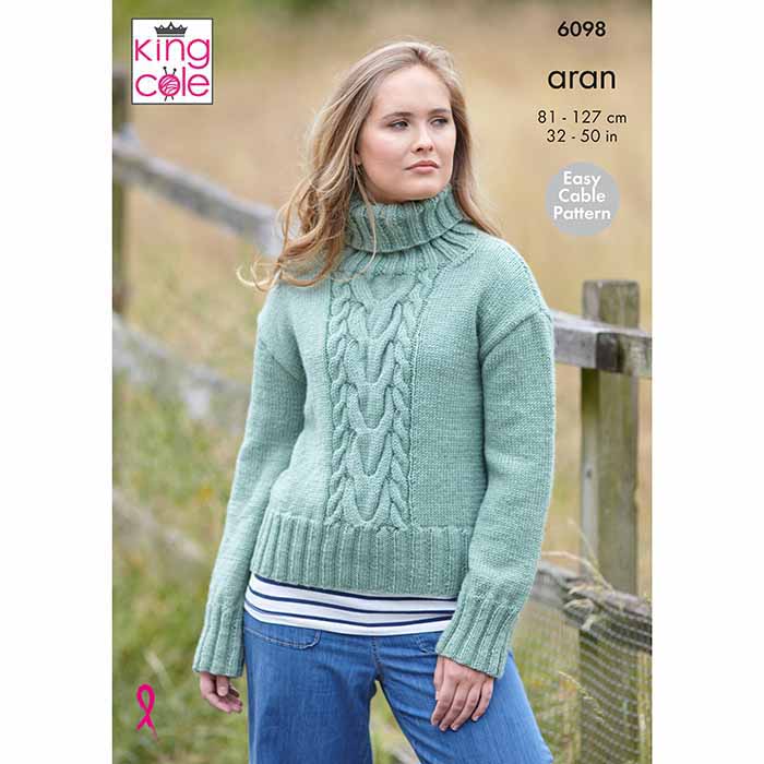 king-cole-6098-zopf-pullover-strickanleitung-fashion-aran image 1
