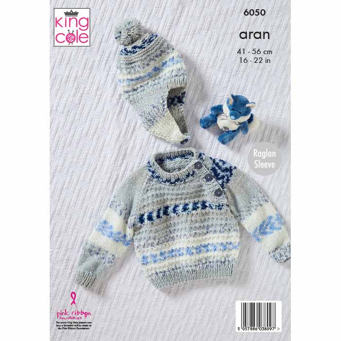 king-cole-patterns-6050-strickanleitung-sweater-jacke-m-tze-aran image 2