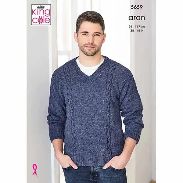 king-cole-5659-strickanleitung-pullover-weste-forest-aran image 1