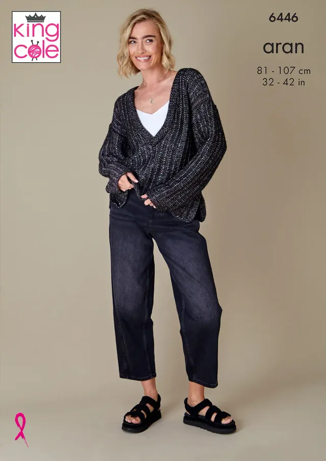 king-cole-patterns-6446-strickanleitung-pullover-cardigan-aran image 1