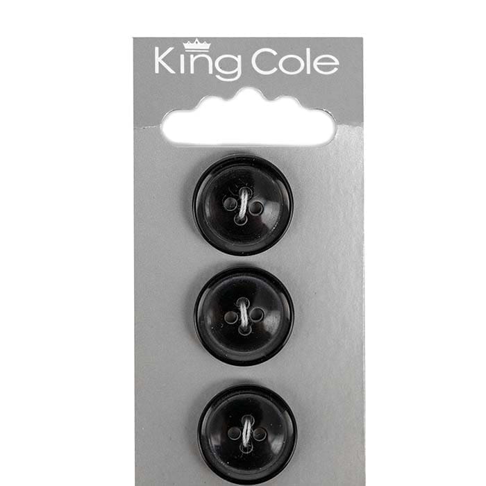 king-cole-haberdashery-knopf-schwarz-mittel-mit-rand-rund image 1
