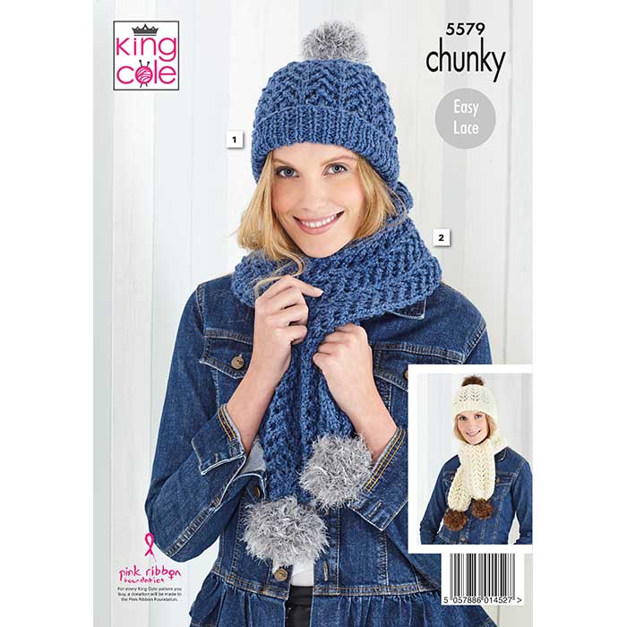 king-cole-5579-damen-m-tze-schals-strickanleitung-set image 2