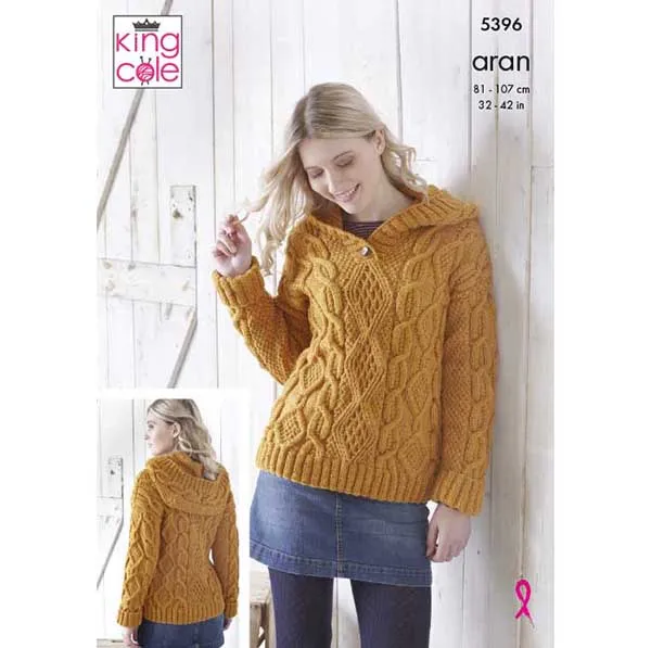 king-cole-patterns-5396-hoodie-strickanleitung-fashion-aran image 1