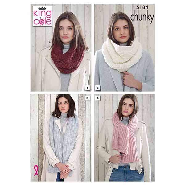 king-cole-5184-snoods-und-schals-strickanleitung-timeless-chunky image 1