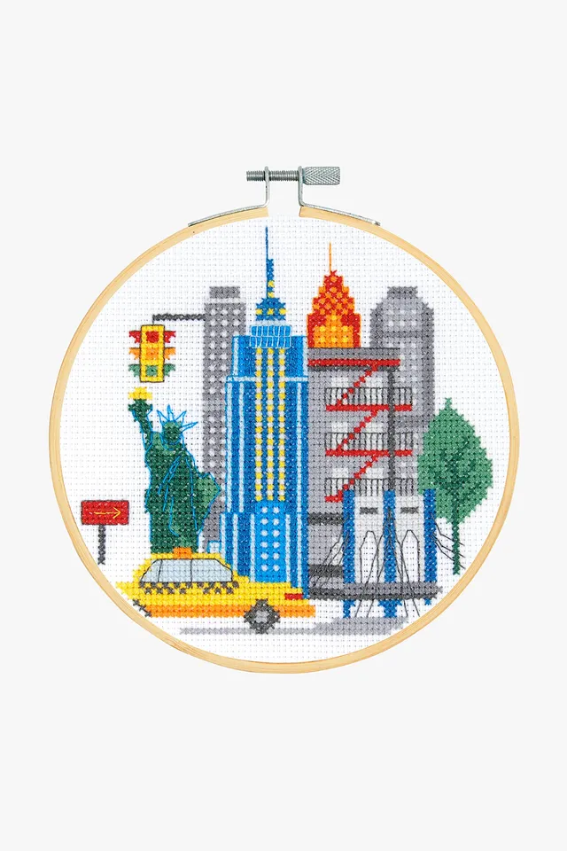 dmc-moulin-sp-cial-new-york-stickset-kreuzstich-mit-rahmen image 1