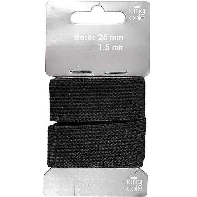 king-cole-haberdashery-gummiband-schwarz-25-mm-x-1-5-m-elastisch image 1