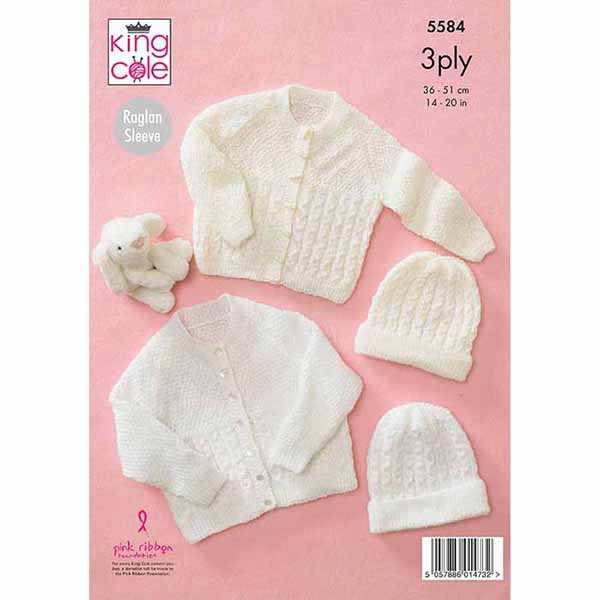 king-cole-patterns-5584-cardigan-m-tze-strickanleitung-baby-3ply image 2