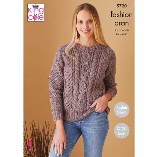 king-cole-5720-strickanleitung-pullover-cardigan-fashion-aran image 1