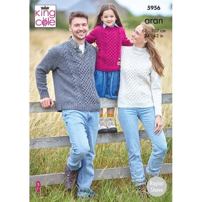 king-cole-5956-strickanleitung-familienpullover-aran-wolle image 1