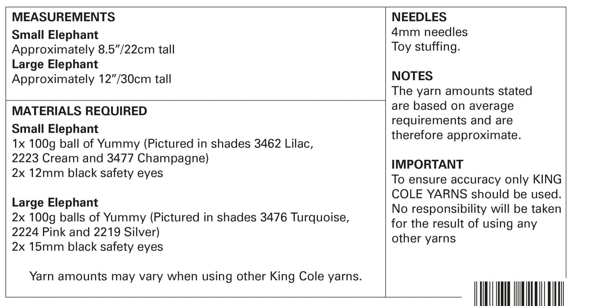 king-cole-9149-yummy-elefanten-strickanleitung image 2