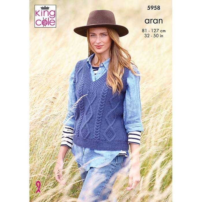 king-cole-5958-strickanleitung-tank-top-rundhals-aran image 1