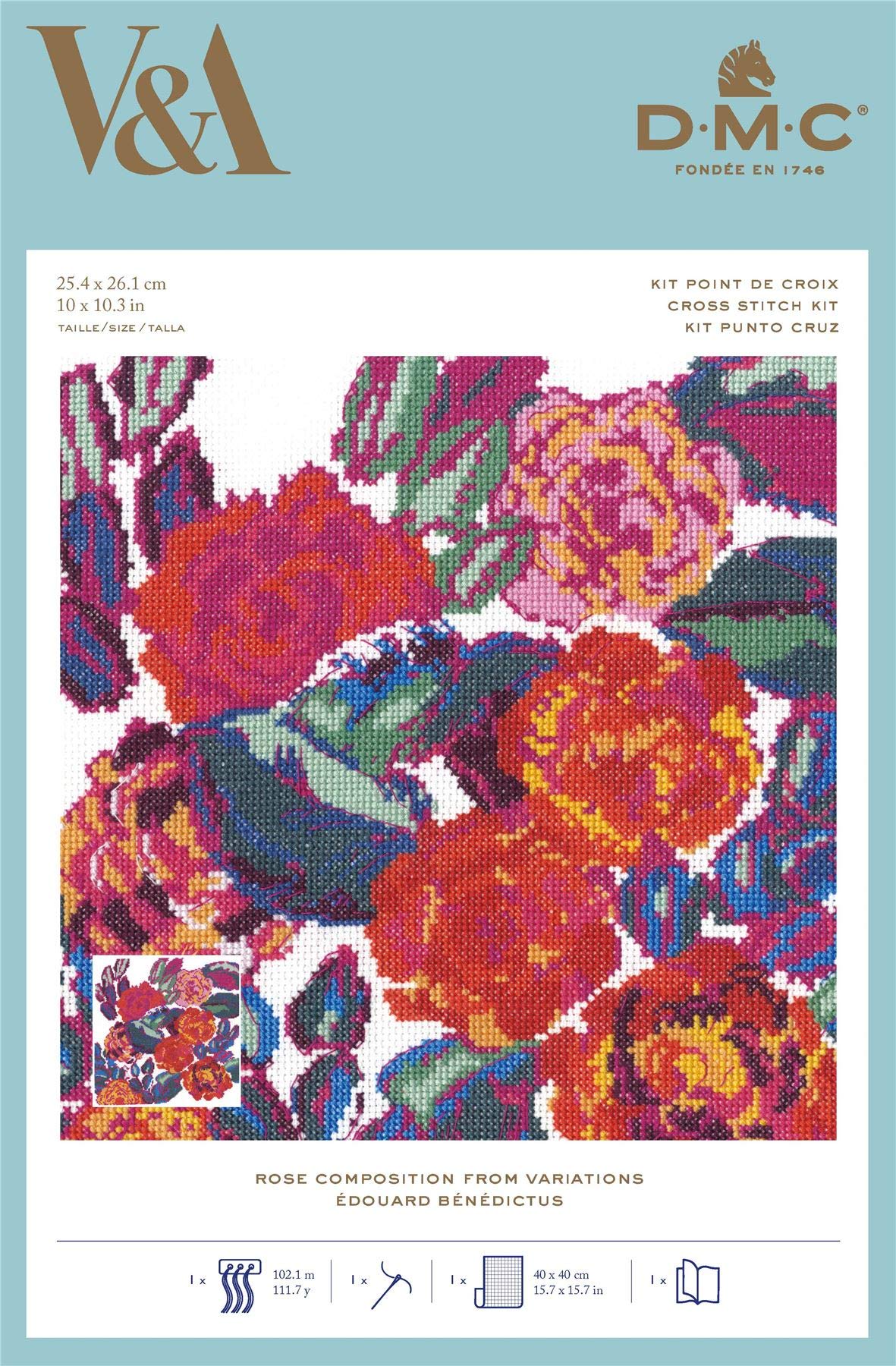 dmc-kreuzstichset-rosenvariationen-aida-wei-komplett image 1