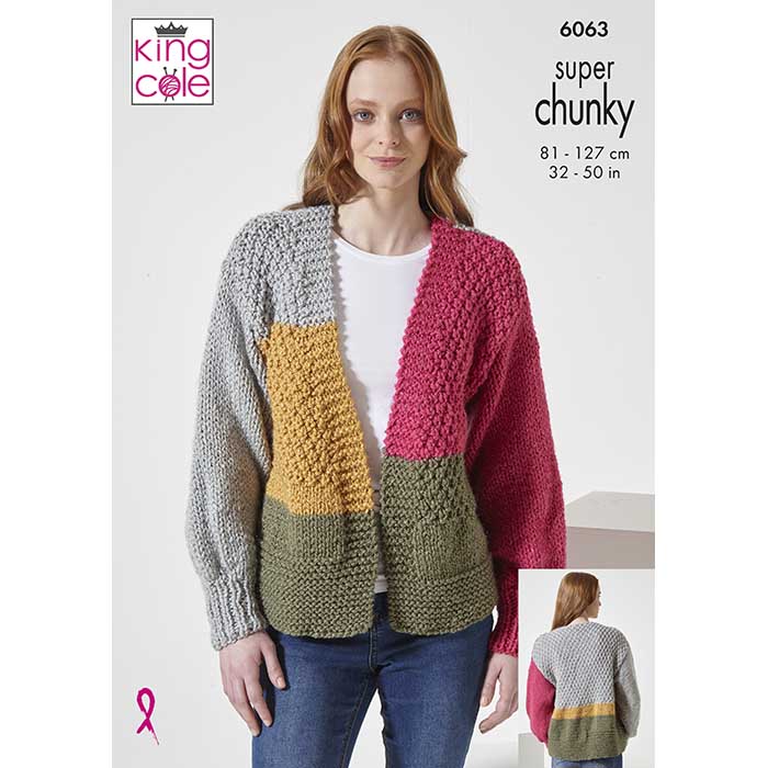 king-cole-6063-strickanleitung-cardigan-pullover-chunky image 1