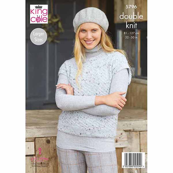 king-cole-patterns-5796-strickanleitung-tank-top-homespun-dk image 2
