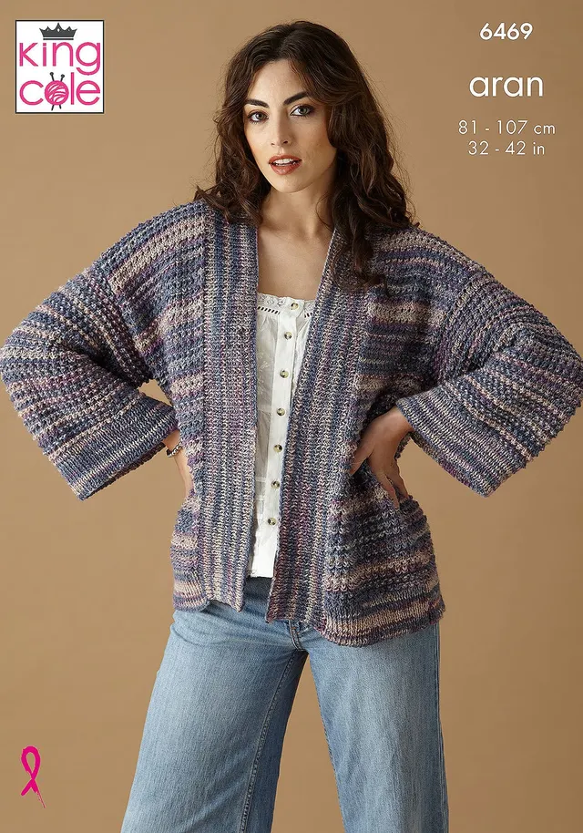 king-cole-6469-strickanleitung-cardigan-weste-prism-aran image 1