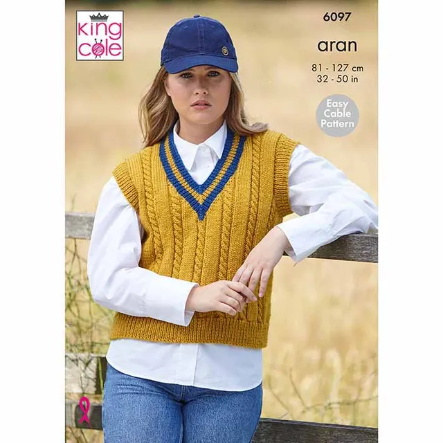 king-cole-patterns-6097-strickanleitung-pullover-weste-aran image 1
