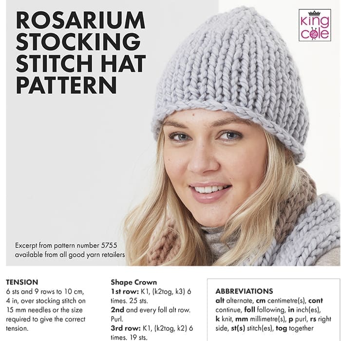 king-cole-patterns-rosarium-m-tze-strickanleitung-glatt-rechts image 1
