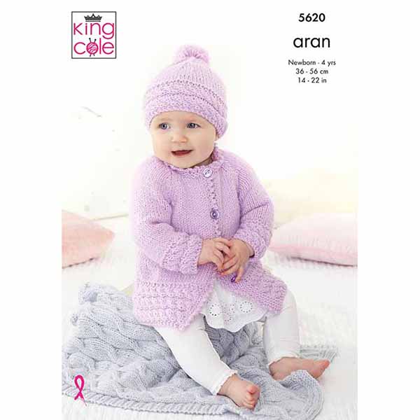 king-cole-5620-jacke-m-tze-decke-strickanleitung-comfort-aran image 1