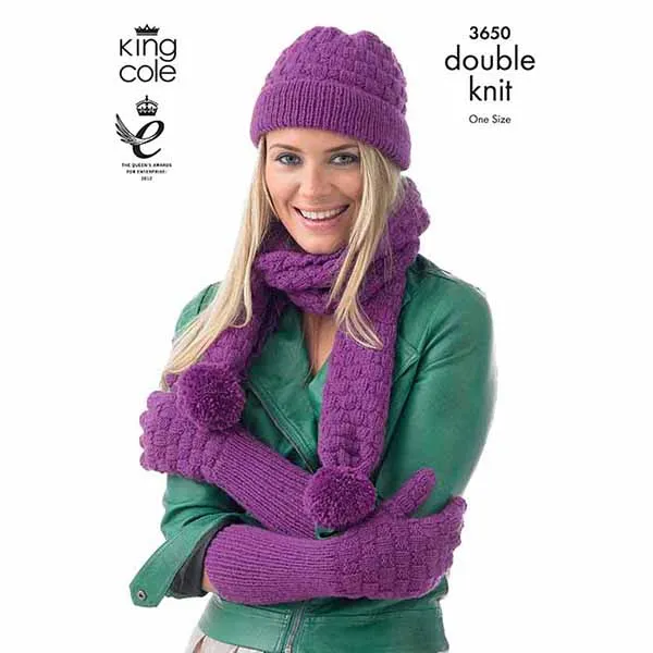 king-cole-patterns-3650-strickanleitung-m-tze-schal-merino-dk image 1
