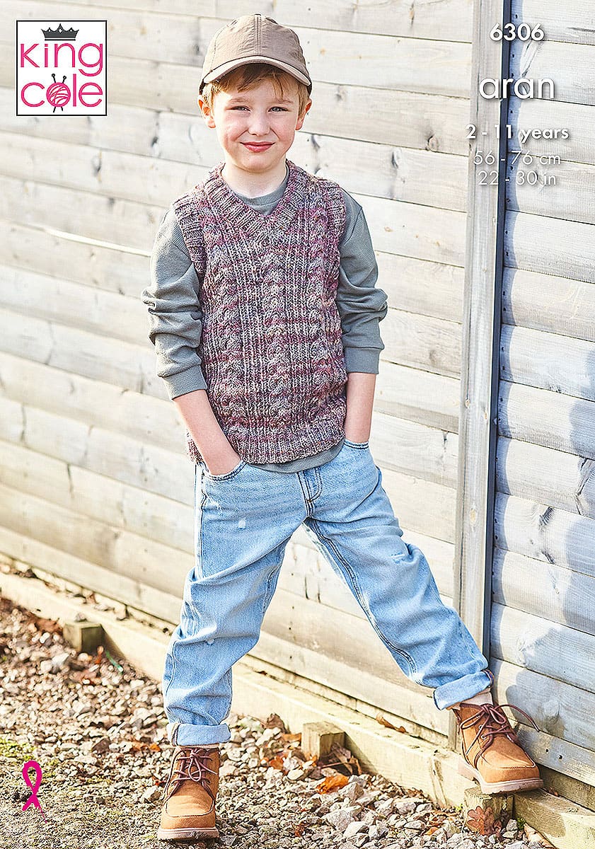 king-cole-patterns-6306-strickanleitung-weste-homespun-aran image 2