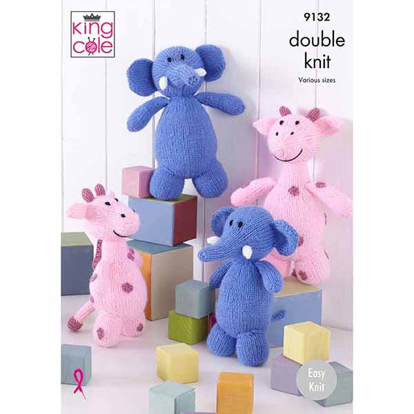 king-cole-9132-giraffen-elefanten-strickanleitung-big-value-dk image 1