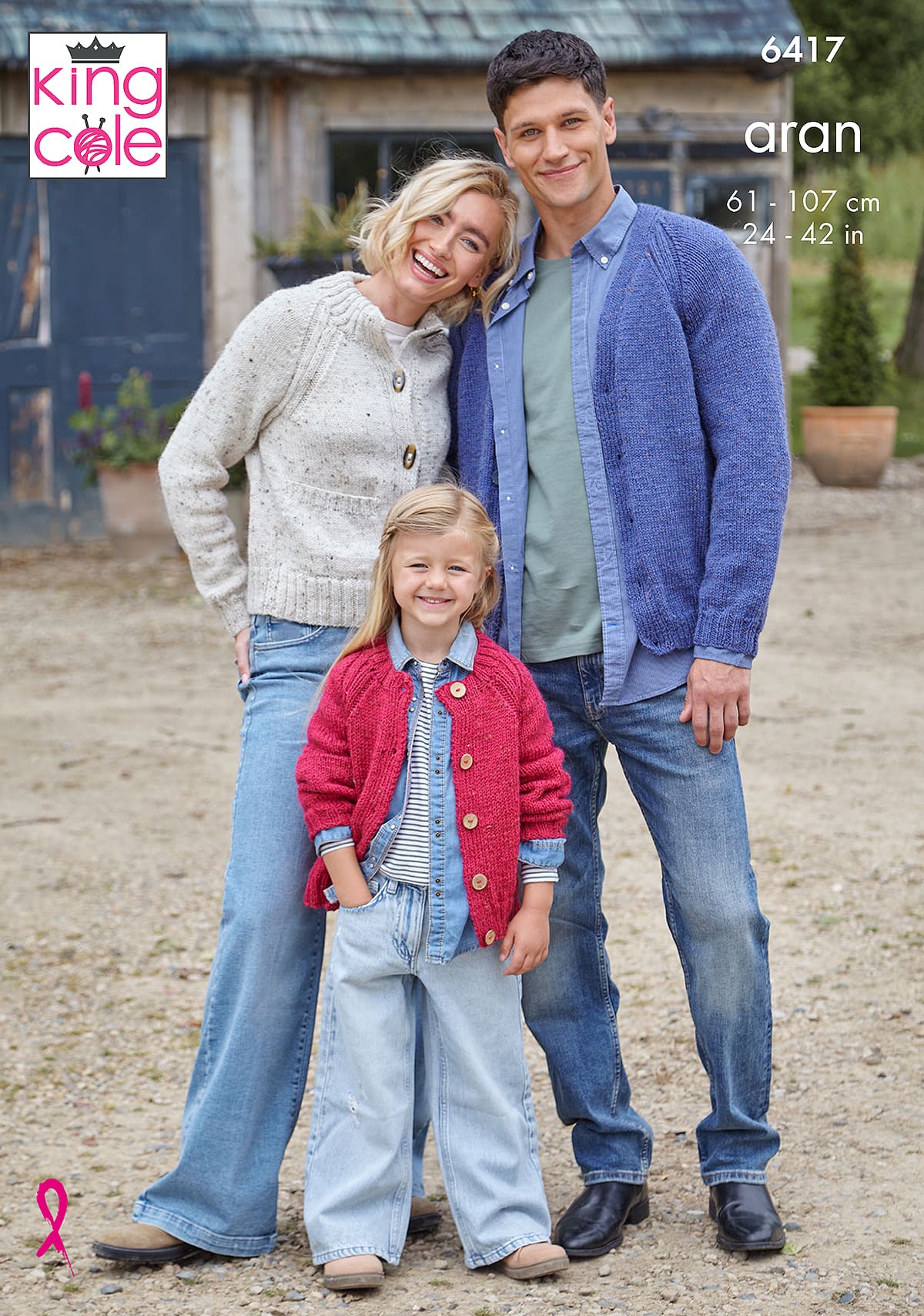 king-cole-6417-family-cardigans-strickanleitung-homespun-aran image 1