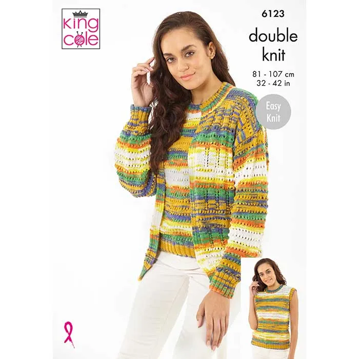 king-cole-6123-strickanleitung-pullover-cardigan-top-dk image 1